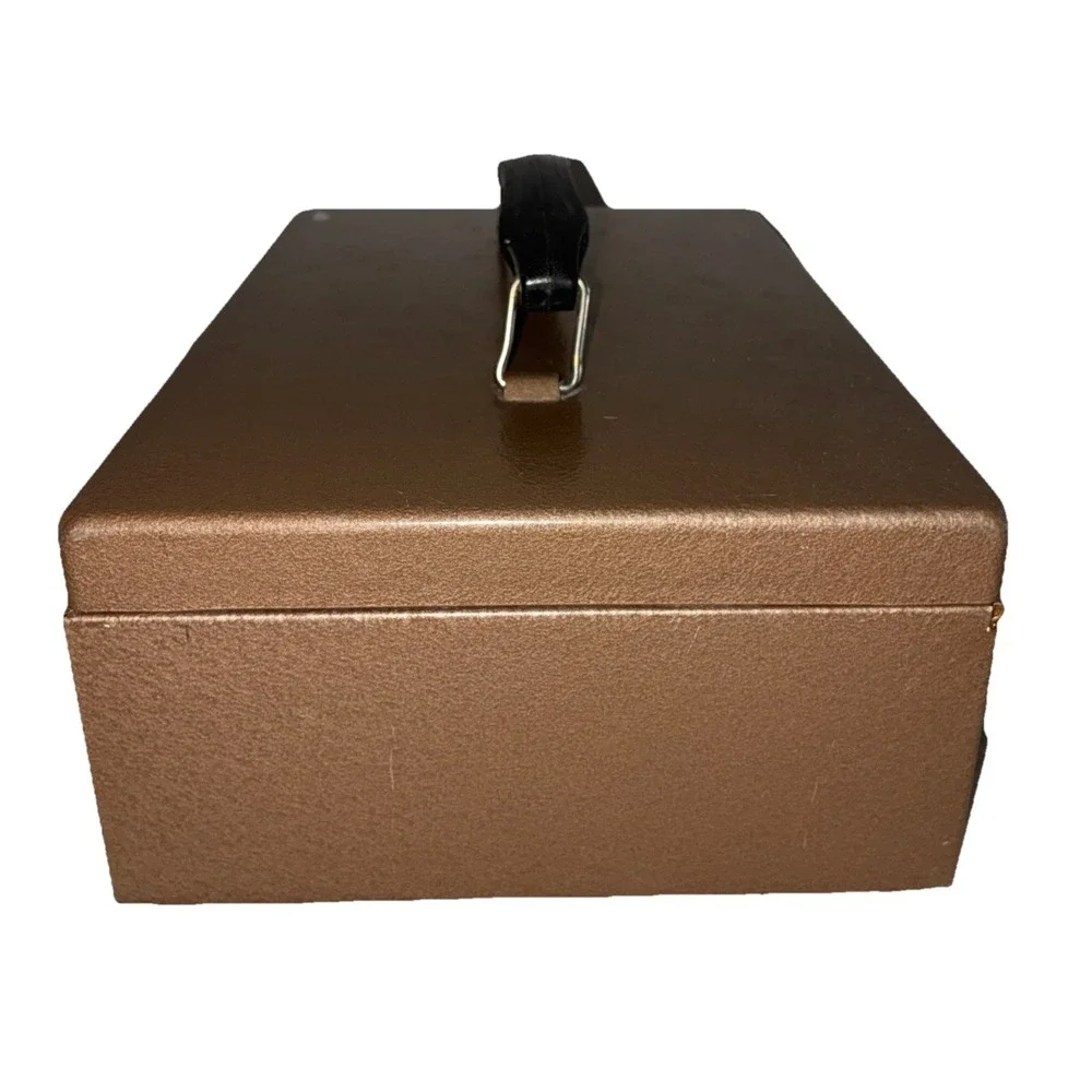 Vintage Rockaway‎ Lock Box Tan Metal Security Cash Safe Strong Box *No Key